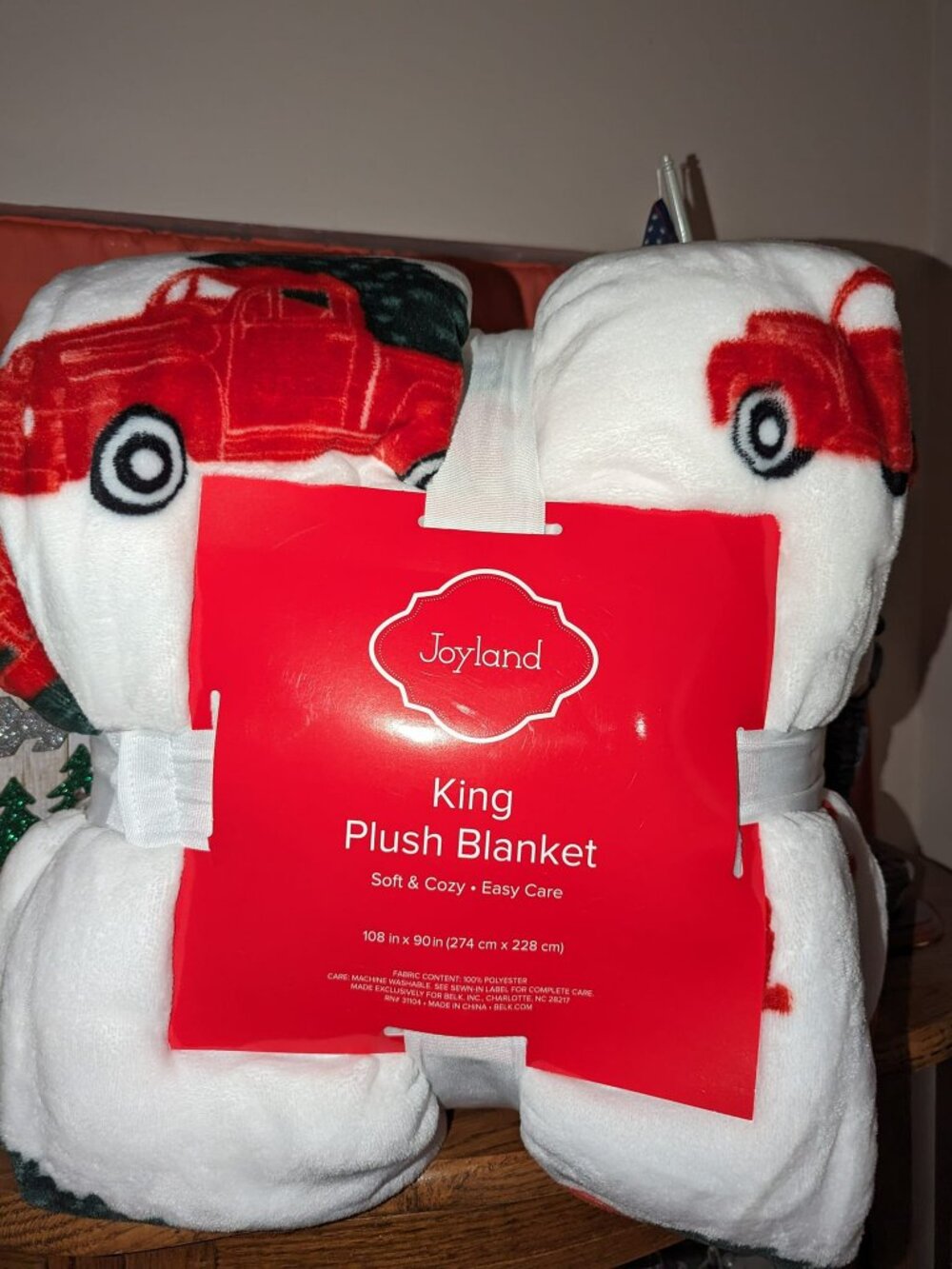 Christmas Plush Blanket Red Truck NWT